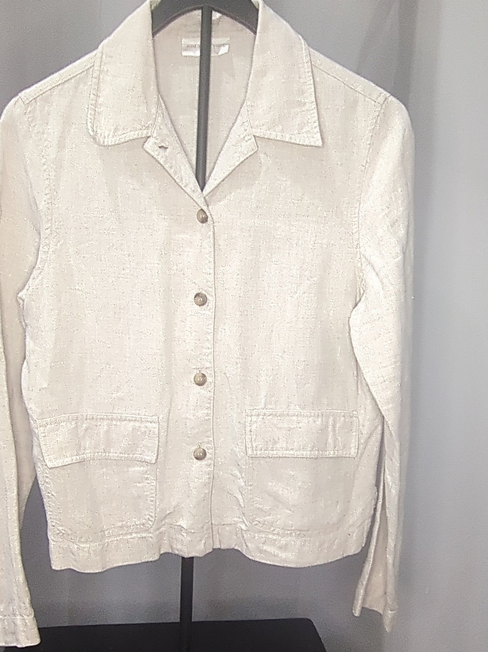 Linen Blazer Cream Button-Front